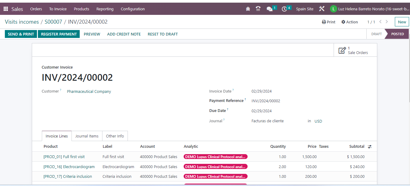 Billing Visit Incomes Invoice